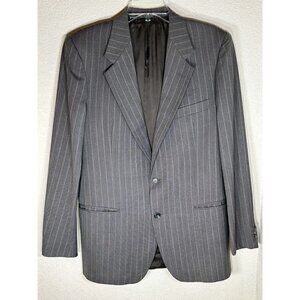 LUBIAM Made in Italy Gray Pinstripe Grey Wool Blazer Jacket Mens US 40L EURO 50L